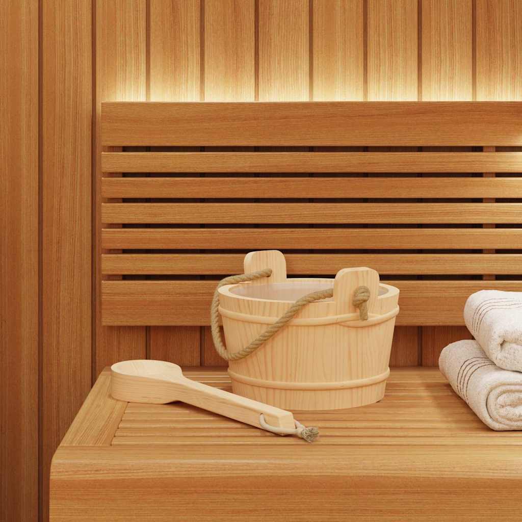 vidaXL Sauna Bucket 2 pcs Brown Solid Pine Wood and Hemp 3