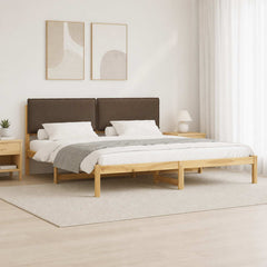 Bed Frame with Upholstered Headboard Length 200 cm Whitewash and Taupe 180 cm