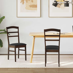 Dining Chair 2 pcs Solid Rubber Wood Light brown and black