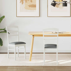 Dining Chair 2 pcs Solid Rubber Wood White and grey