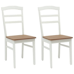Dining Chair 2 pcs Solid Rubber Wood White and natural