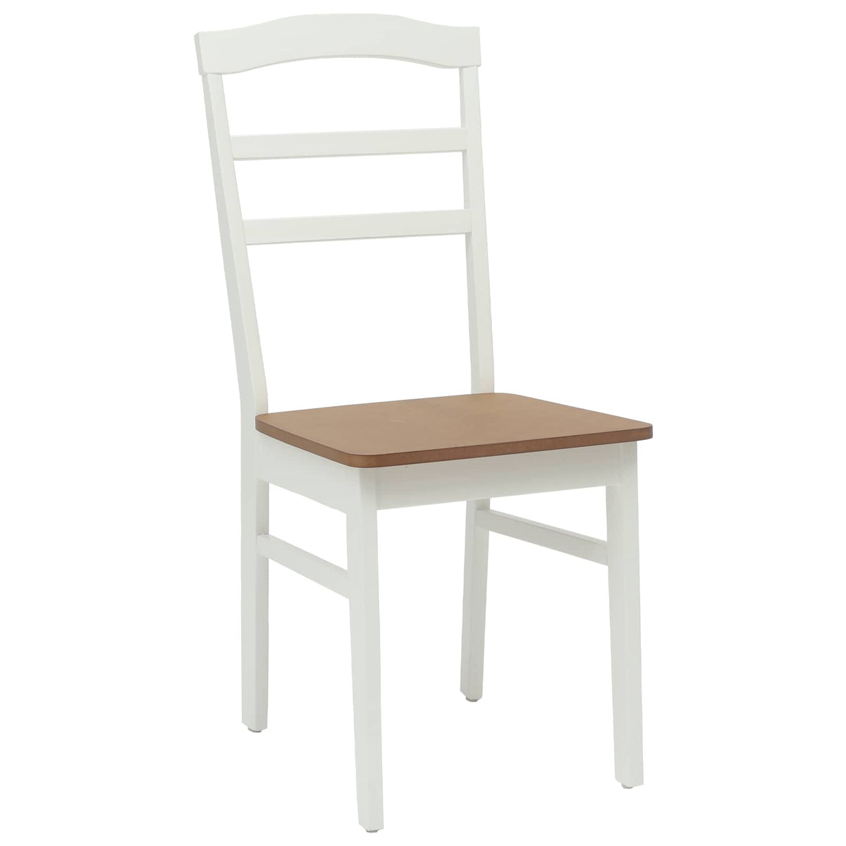 Dining Chair 2 pcs Solid Rubber Wood White and natural