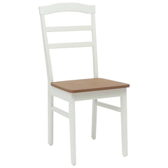 Dining Chair 2 pcs Solid Rubber Wood White and natural