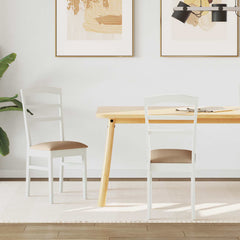 Dining Chair 2 pcs Solid Rubber Wood White and brown