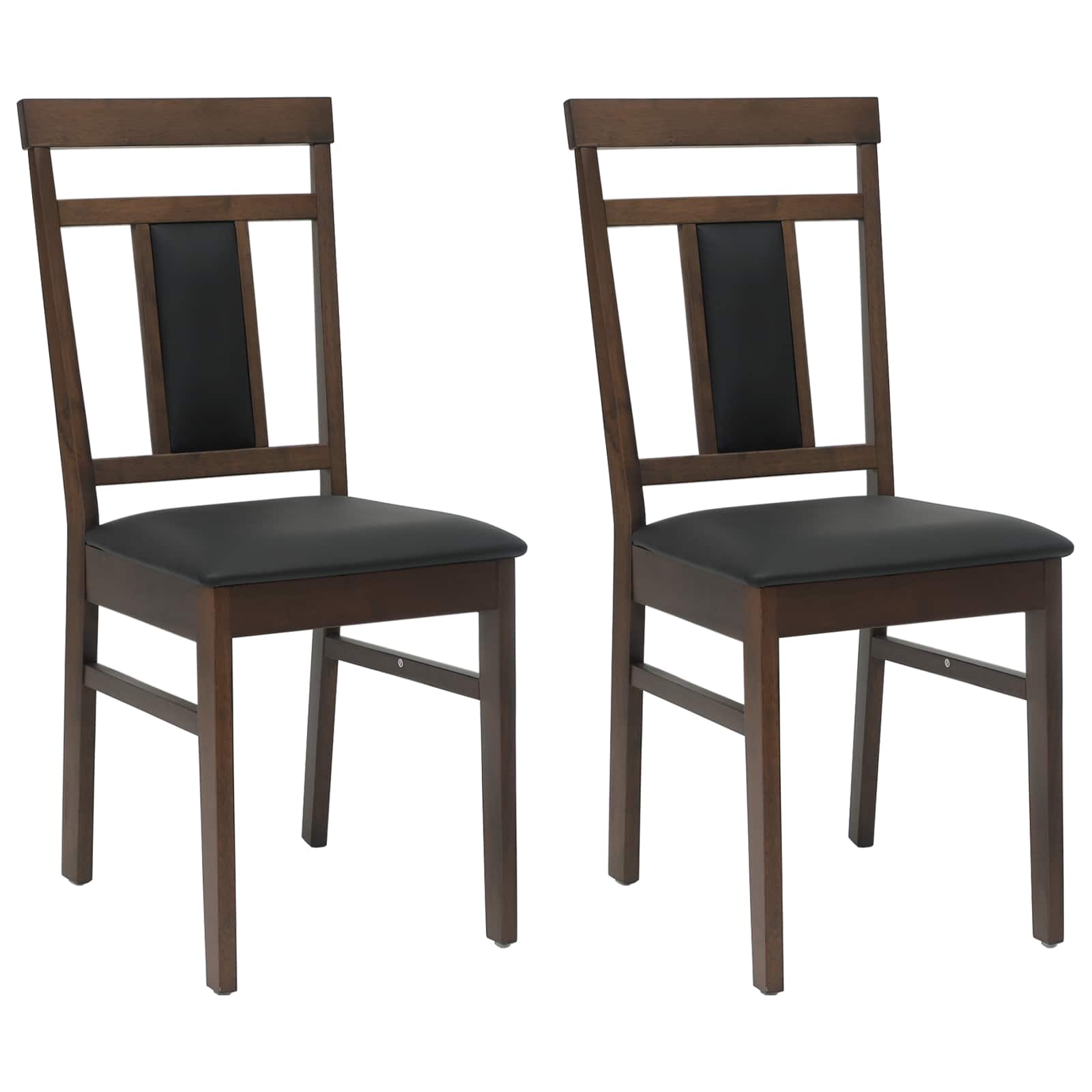 vidaXL Dining Chair 2 pcs Solid Rubber Wood Light Brown and Black 2