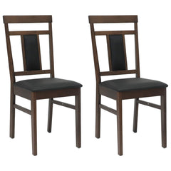 vidaXL Dining Chair 2 pcs Solid Rubber Wood Light Brown and Black 2