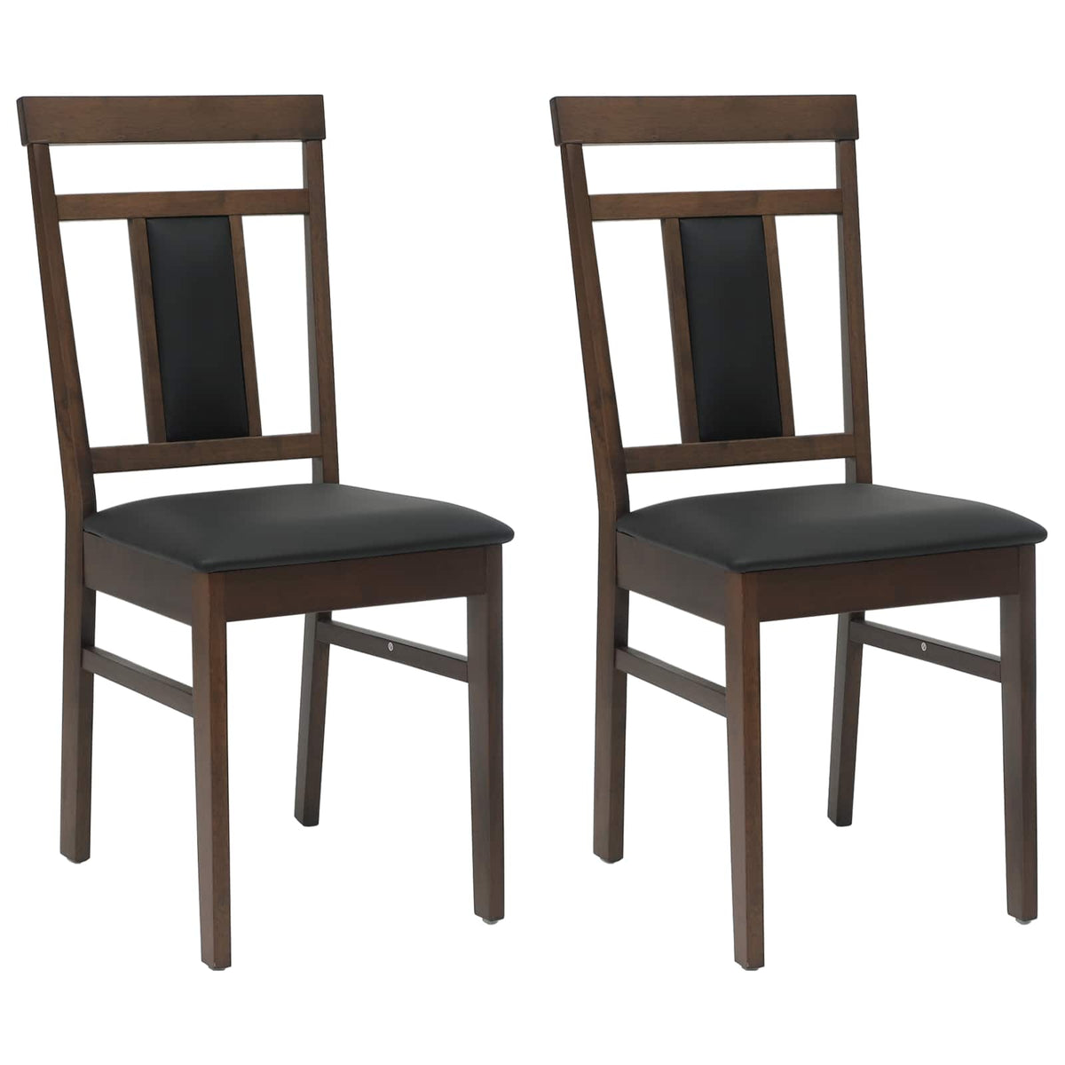 Dining Chair 2 pcs Solid Rubber Wood Light brown and black