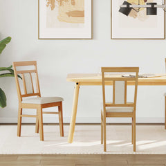 vidaXL Dining Chair 2 pcs Solid Rubber Wood Natural and Light 1