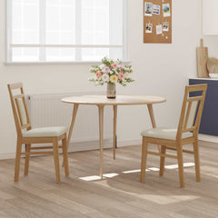 vidaXL Dining Chair 2 pcs Solid Rubber Wood Natural and Light 3