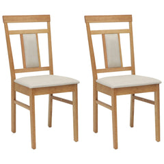 vidaXL Dining Chair 2 pcs Solid Rubber Wood Natural and Light 2