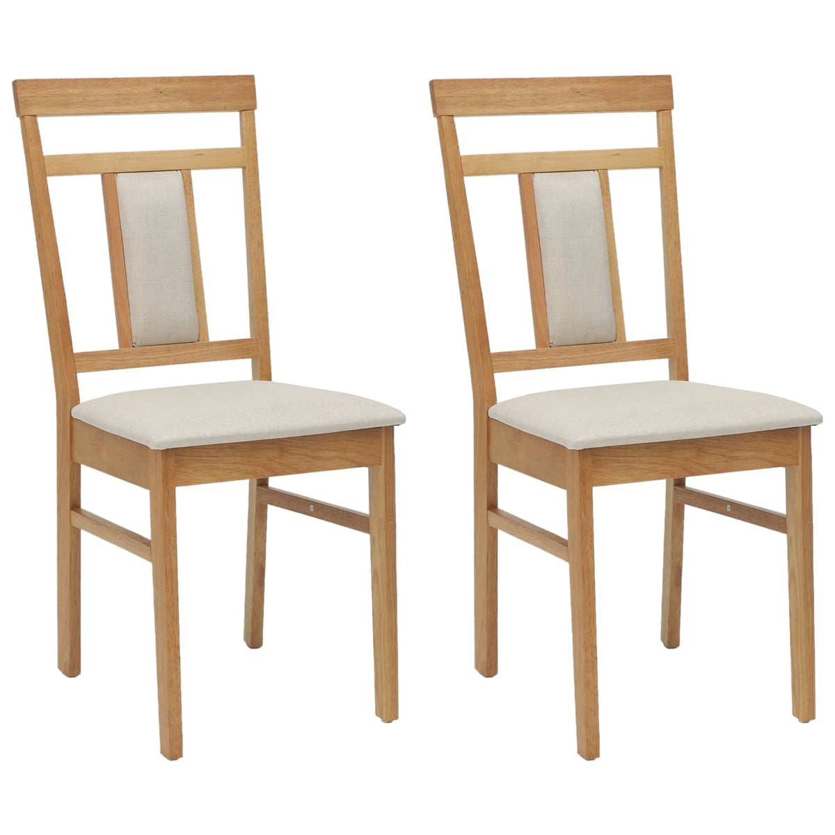 Dining Chair 2 pcs Solid Rubber Wood Natural and light