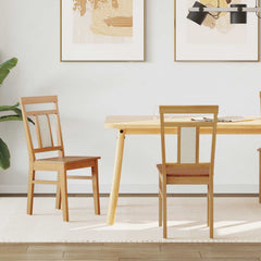 vidaXL Dining Chair 2 pcs Solid Rubber Wood Natural 1