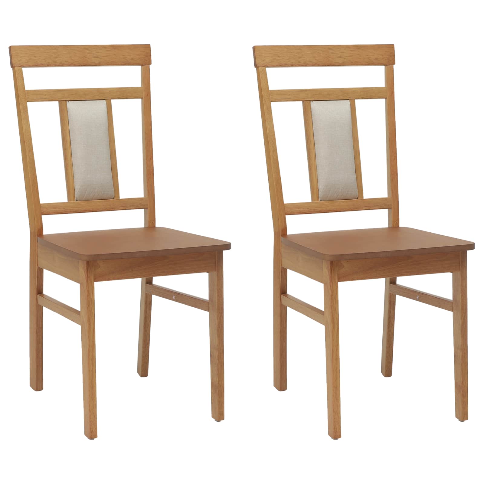 vidaXL Dining Chair 2 pcs Solid Rubber Wood Natural 2