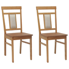 vidaXL Dining Chair 2 pcs Solid Rubber Wood Natural 2