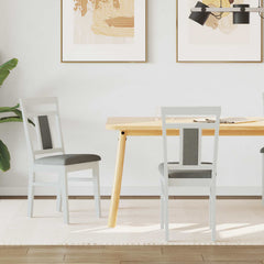 vidaXL Dining Chair 2 pcs Solid Rubber Wood White and Grey 1