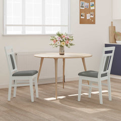 vidaXL Dining Chair 2 pcs Solid Rubber Wood White and Grey 3