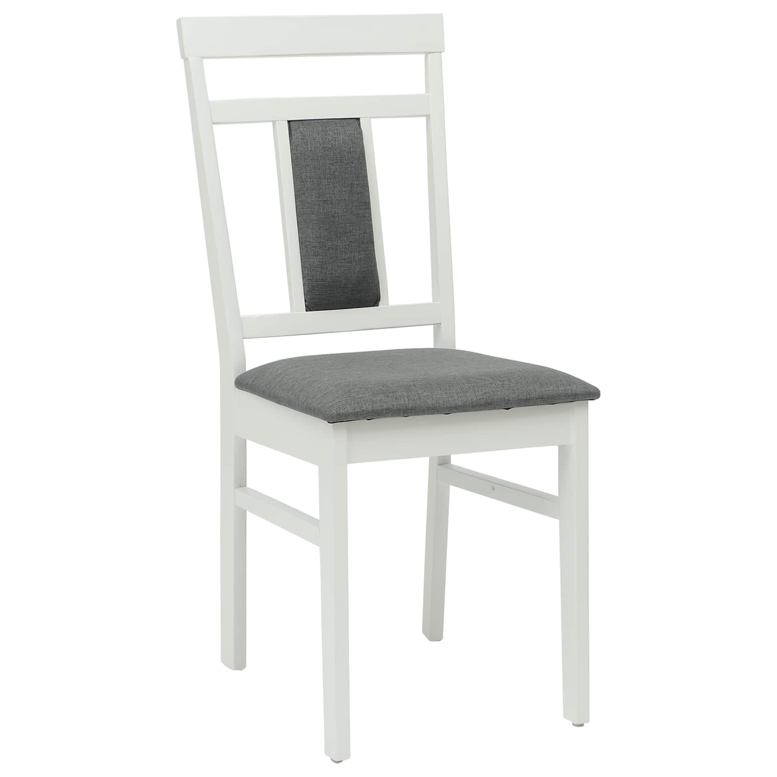 vidaXL Dining Chair 2 pcs Solid Rubber Wood White and Grey 4