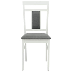 vidaXL Dining Chair 2 pcs Solid Rubber Wood White and Grey 5