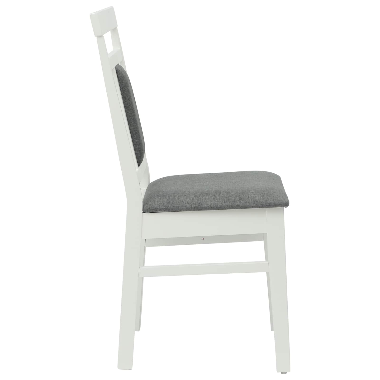 vidaXL Dining Chair 2 pcs Solid Rubber Wood White and Grey 6
