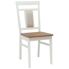 vidaXL Dining Chair 2 pcs Solid Rubber Wood White and Natural 4