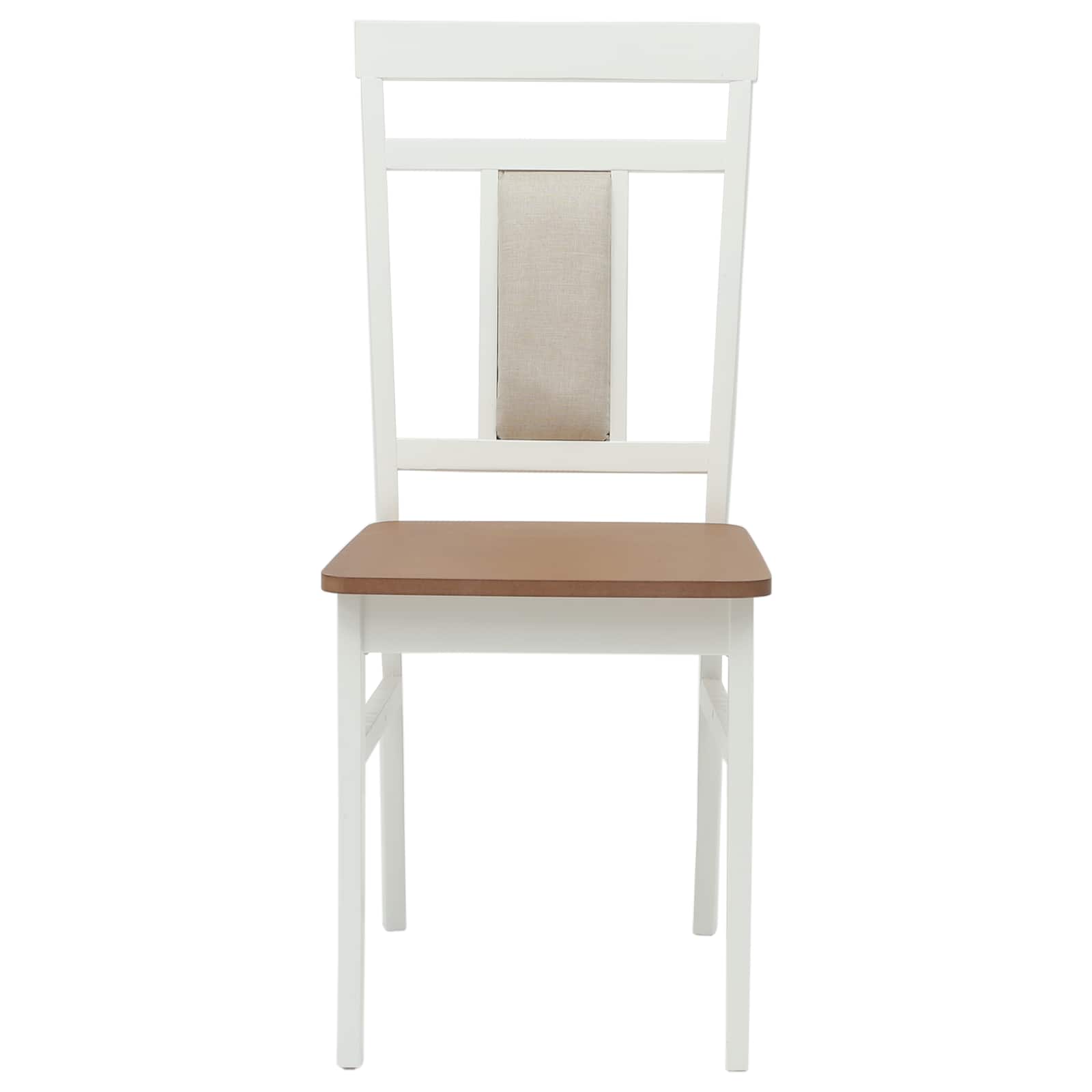 vidaXL Dining Chair 2 pcs Solid Rubber Wood White and Natural 5