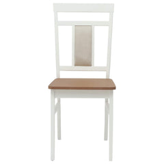 vidaXL Dining Chair 2 pcs Solid Rubber Wood White and Natural 5