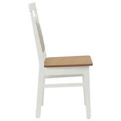 vidaXL Dining Chair 2 pcs Solid Rubber Wood White and Natural 6