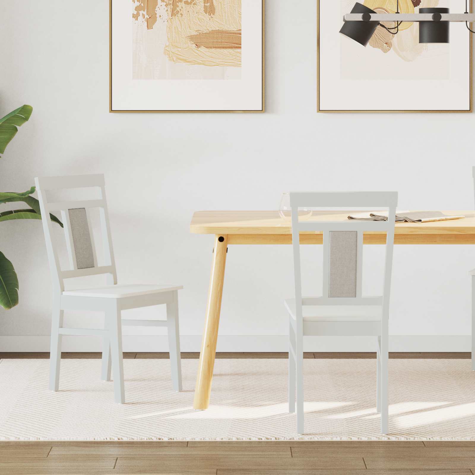 vidaXL Dining Chair 2 pcs Solid Rubber Wood White 36 x 44.5 x 91.5 cm 1