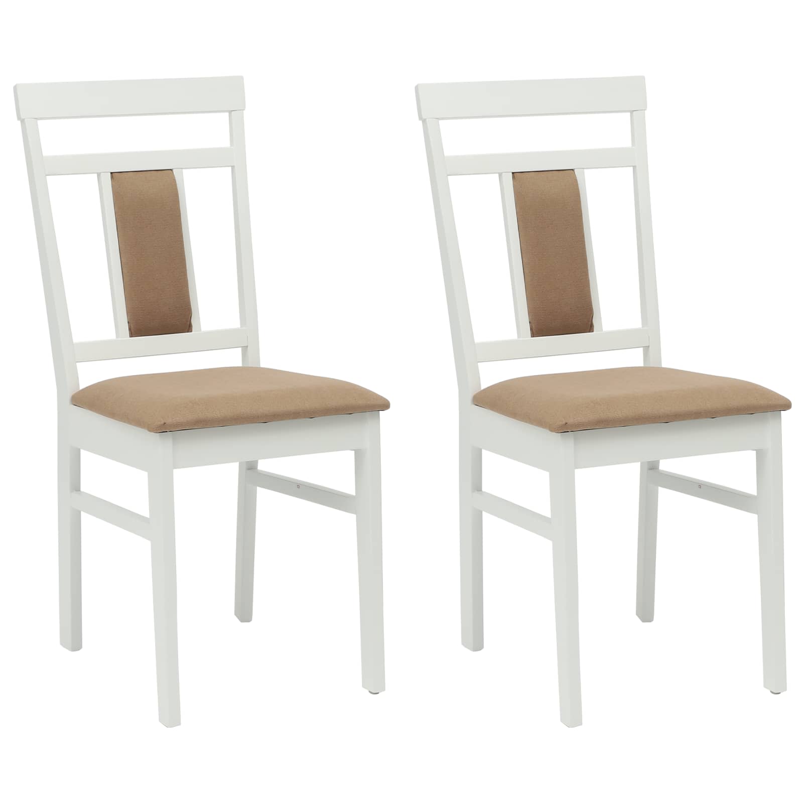 vidaXL Dining Chair 2 pcs Solid Rubber Wood White and Brown 2