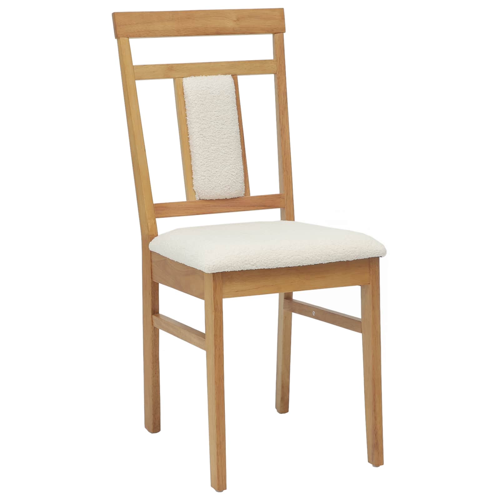 vidaXL Dining Chair 2 pcs Solid Rubber Wood Natural and Light 4