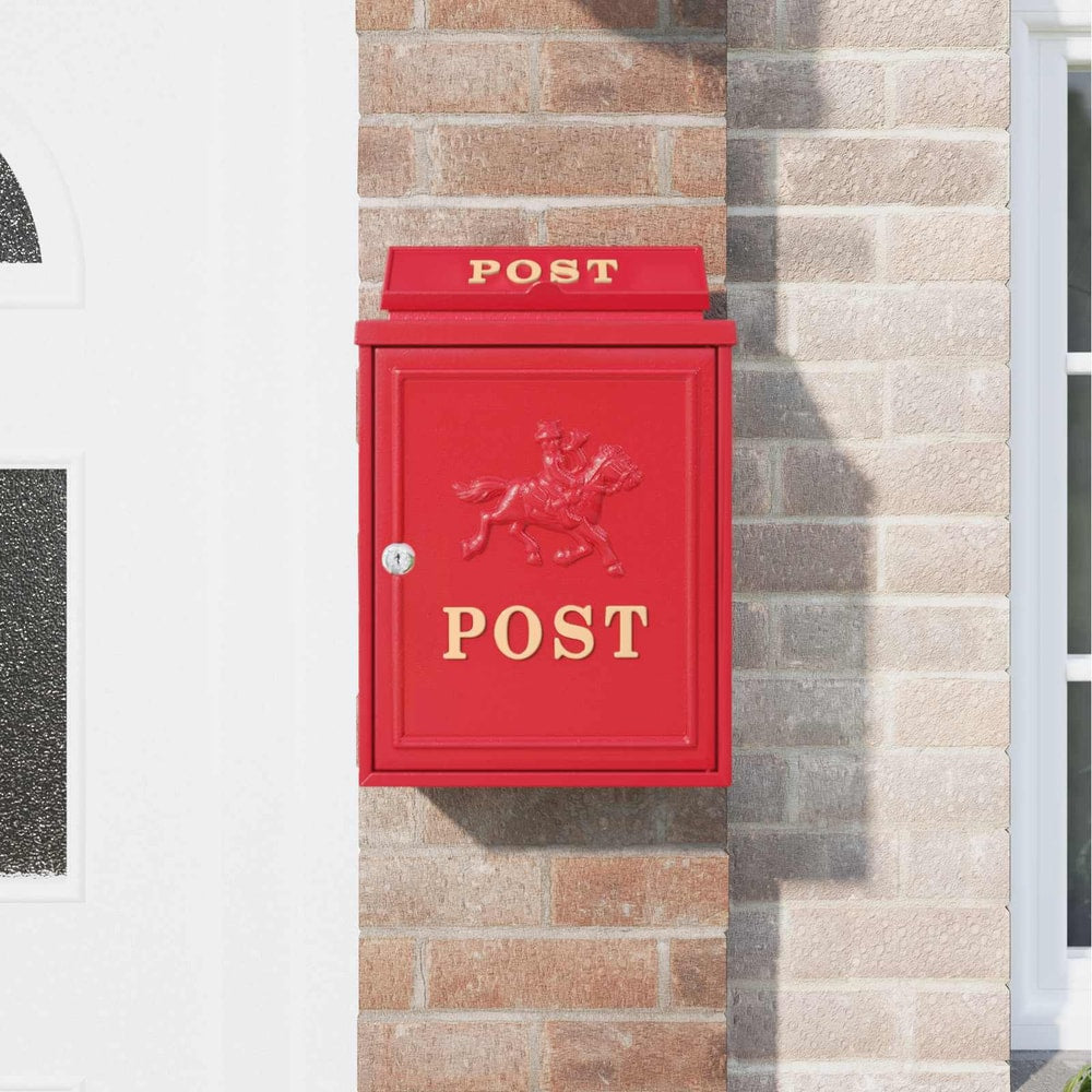 Wall Mounted Mailbox 29 x 13 x 41 cm Cast Aluminum Red