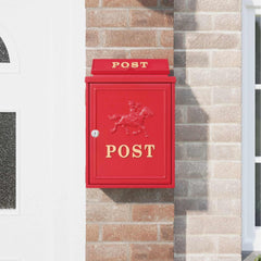 Wall Mounted Mailbox 29 x 13 x 41 cm Cast Aluminum Red