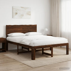 Double Bed Frame with Headboard ROSTOCK Length 190 cm Dark brown 135 cm