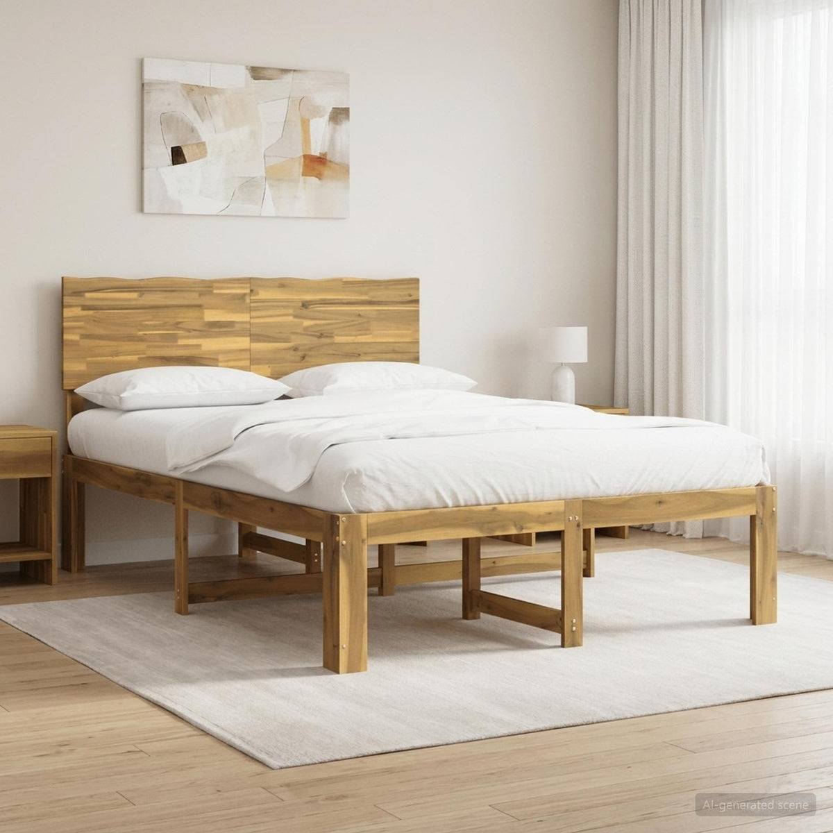 Double Bed Frame with Headboard ROSTOCK Length 190 cm White 135 cm