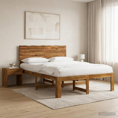 Double Bed Frame with Headboard ROSTOCK Length 190 cm Natural 140 cm