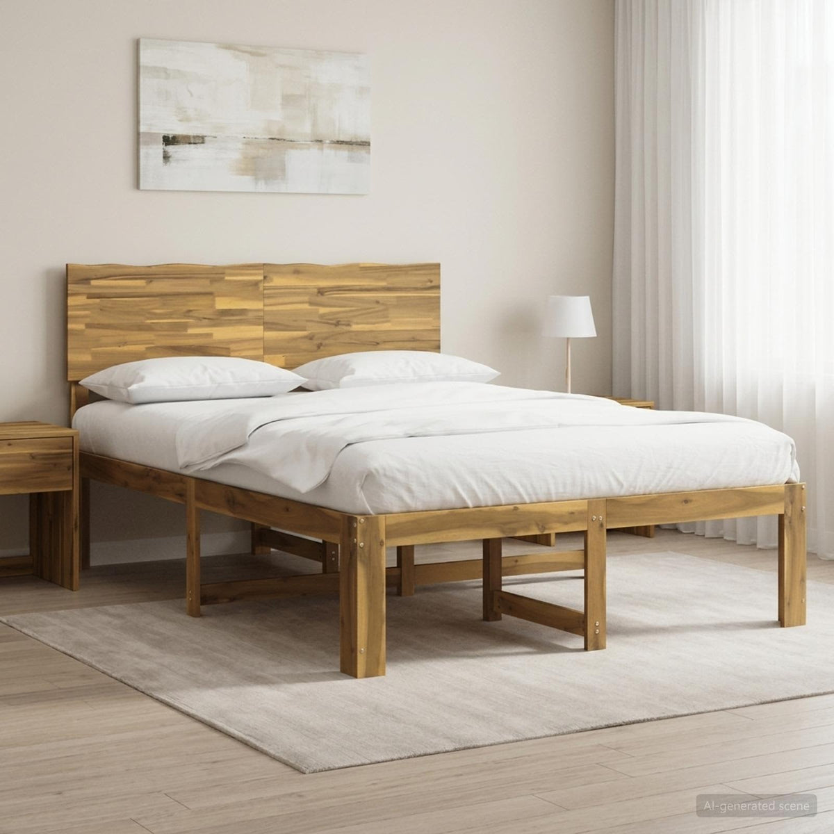 Double Bed Frame with Headboard ROSTOCK Length 190 cm White 140 cm