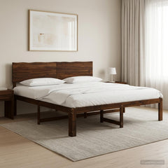 Double Bed Frame with Headboard ROSTOCK Length 200 cm Dark Brown 180 cm