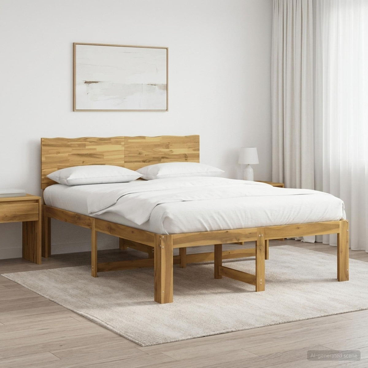 Double Bed Frame with Headboard ROSTOCK Length 190 cm White 135 cm
