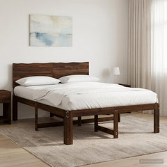 Double Bed Frame with Headboard ROSTOCK Length 190 cm Dark brown 140 cm