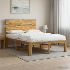 Double Bed Frame with Headboard ROSTOCK Length 200 cm White 120 cm