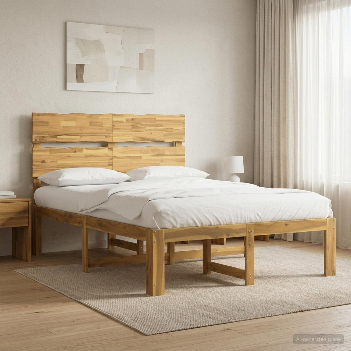 Double Bed Frame with Headboard ROSTOCK Length 200 cm White 160 cm