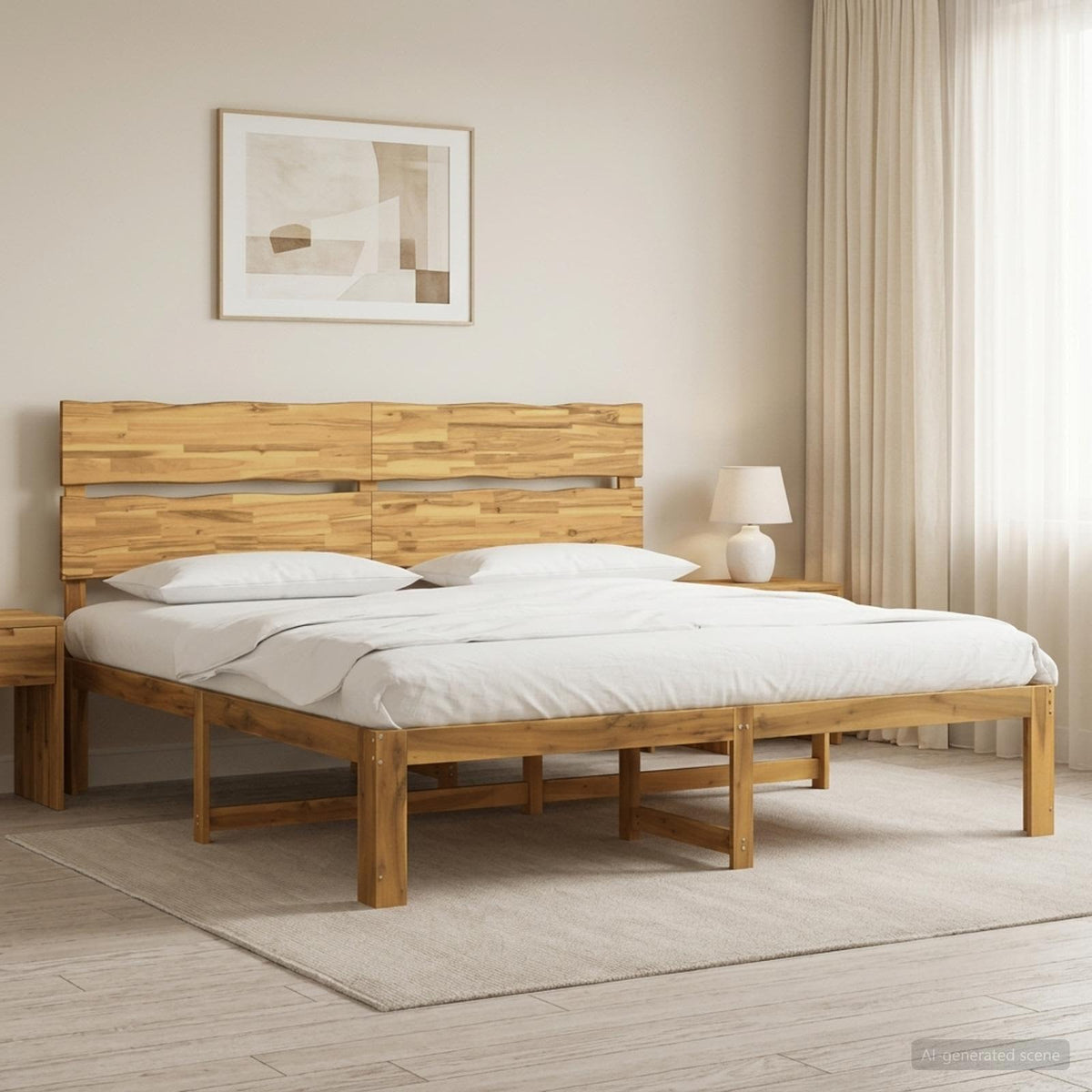 Double Bed Frame with Headboard ROSTOCK Length 200 cm White 180 cm