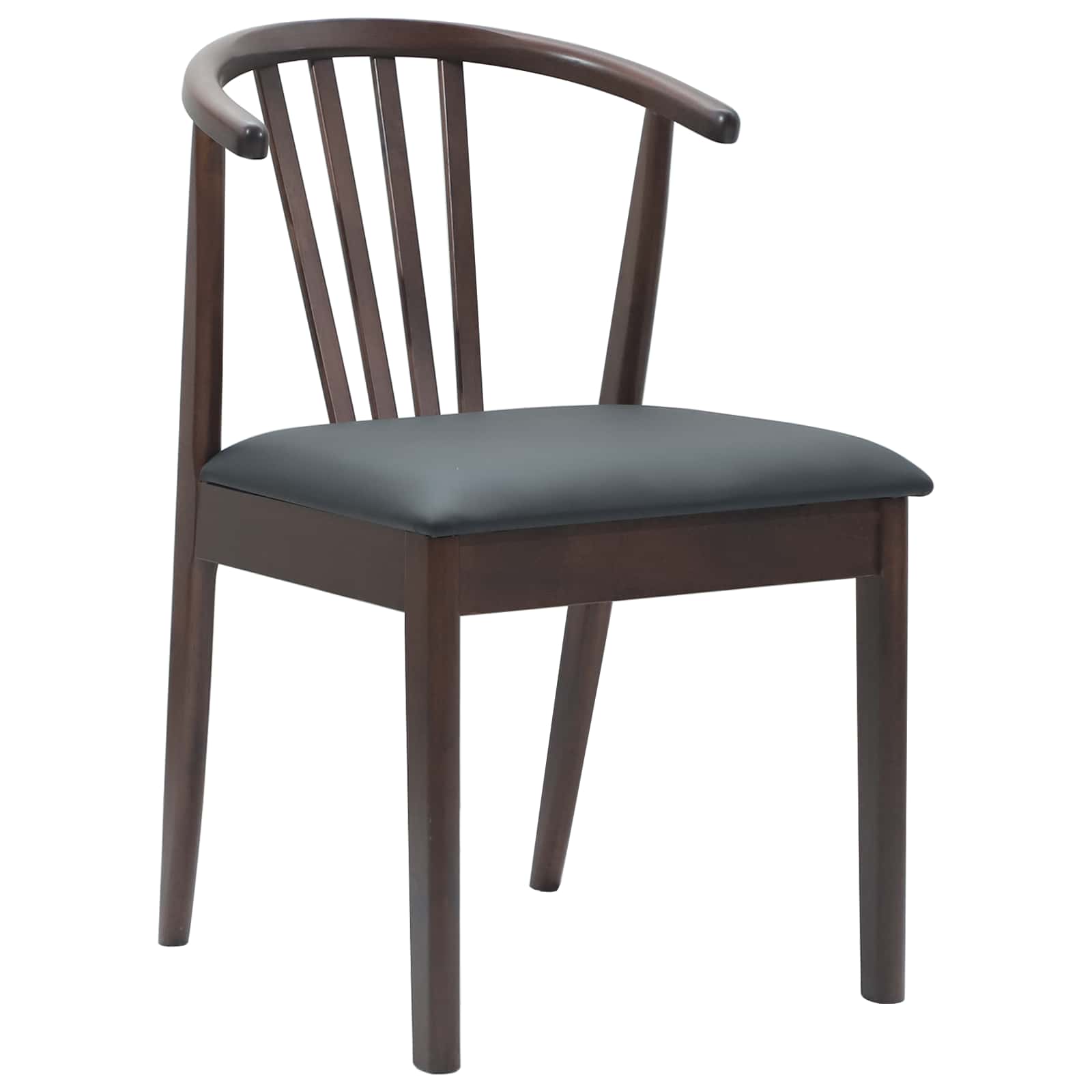 vidaXL Dining Chair 2 pcs Solid Rubberwood Light Brown and Black 4