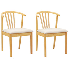 vidaXL Dining Chair 2 pcs Solid Rubberwood Natural and Light 2