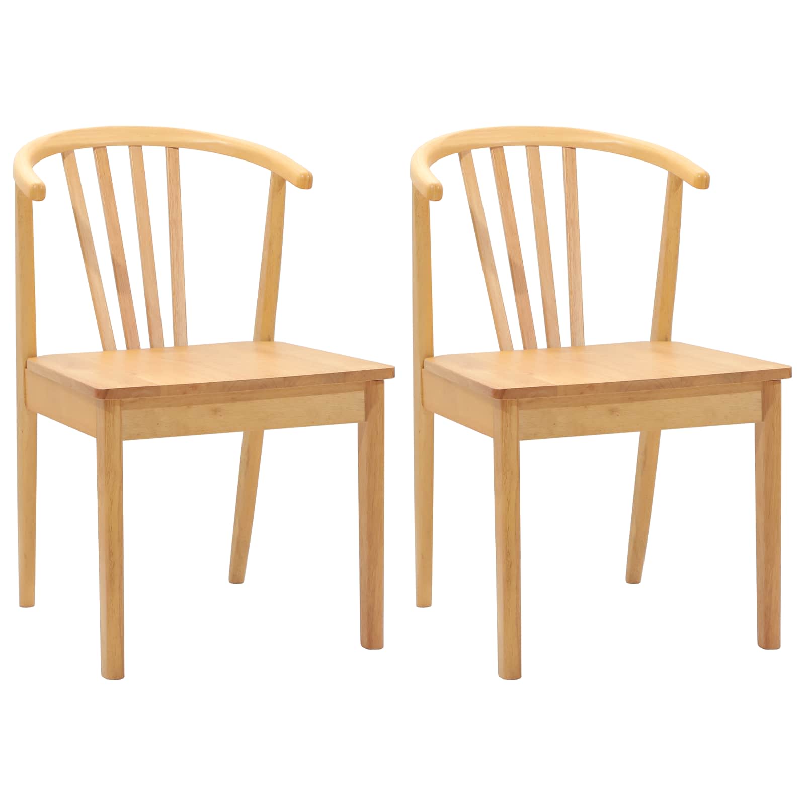 vidaXL Dining Chair 2 pcs Solid Rubberwood Natural 51 x 61 x 80.5 cm 2