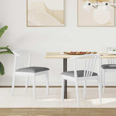 vidaXL Dining Chair 2 pcs Solid Rubberwood White and Grey 1