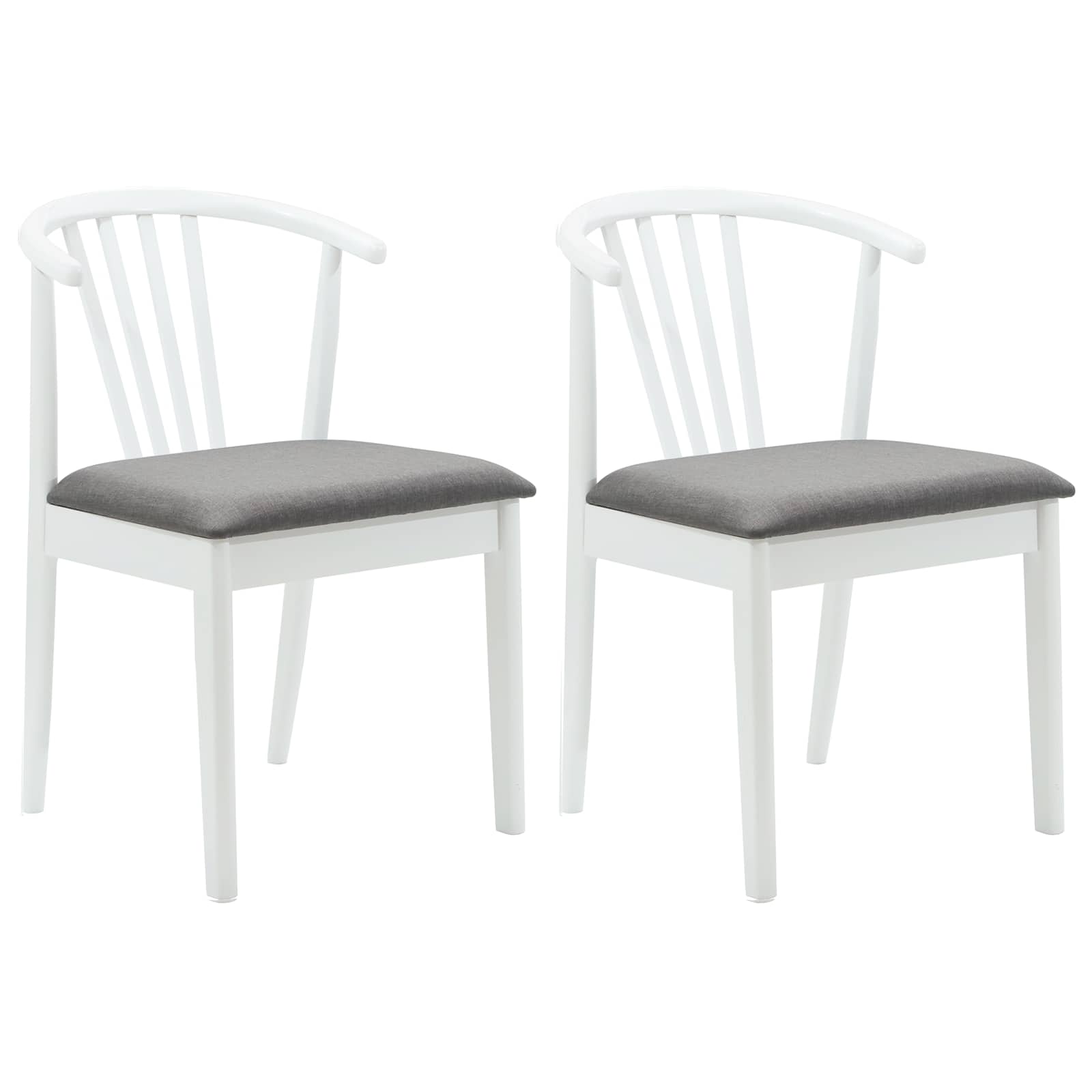 vidaXL Dining Chair 2 pcs Solid Rubberwood White and Grey 2