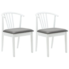 vidaXL Dining Chair 2 pcs Solid Rubberwood White and Grey 2