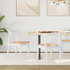 vidaXL Dining Chair 2 pcs Solid Rubberwood White and natural 1