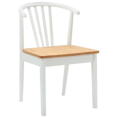vidaXL Dining Chair 2 pcs Solid Rubberwood White and natural 4